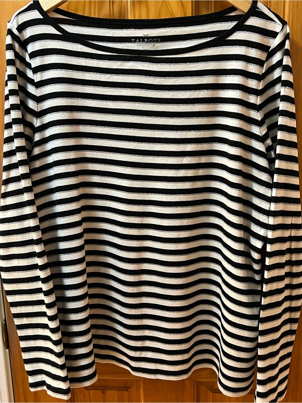 Talbots Black and White Striped Long-Sleeve Women's Shirt